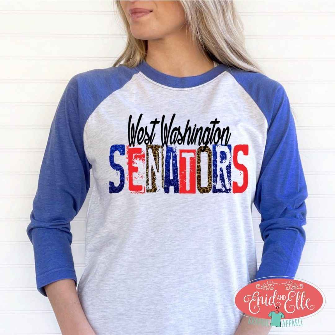 WW Senators Grunge Letter Raglan