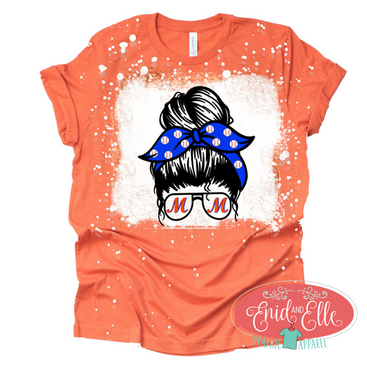 McCutchanville Baseball Messy Bun Bleached Shirt